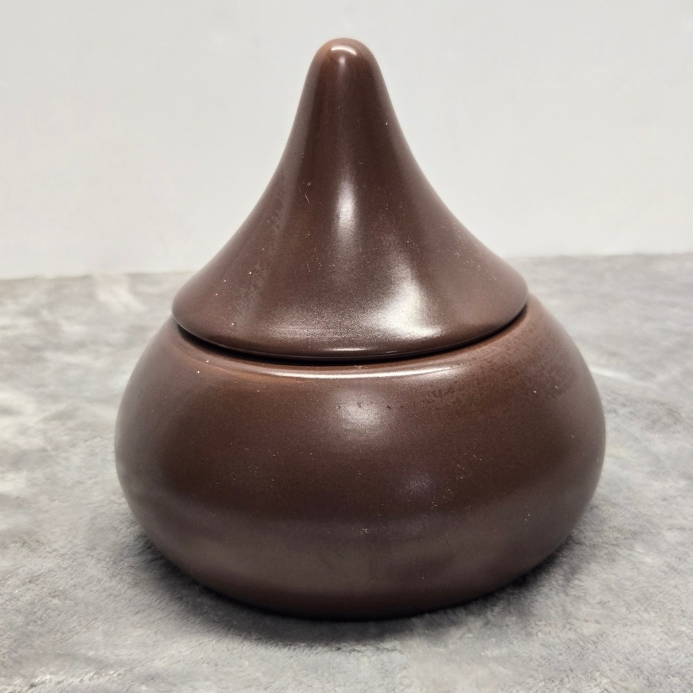 Hershey's Kisses Ceramic Candy Dish Chocolate Brown Jar THC 2006 Collectible
